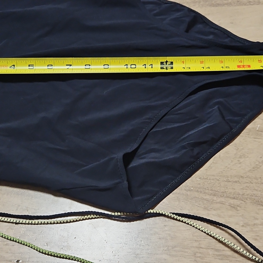 SHAN Black One-Piece Swimsuit with Green Accents Size 14 - Picture 9 of 12